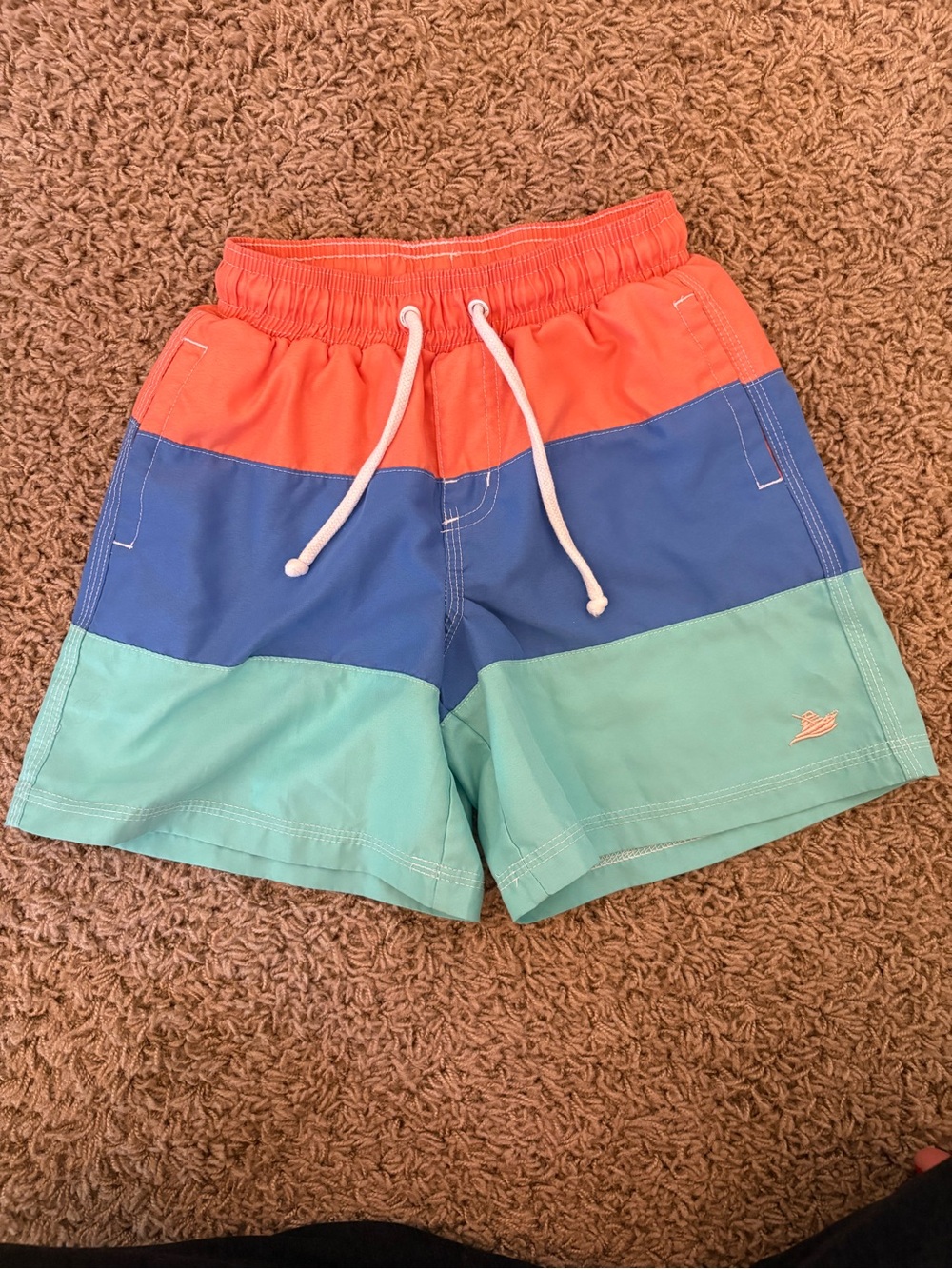 Boys Colorblock Swim Trunks - Coral, Blue & Mint